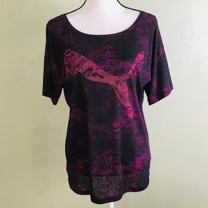 Puma Pink Black Light Weight V Back Top Size S